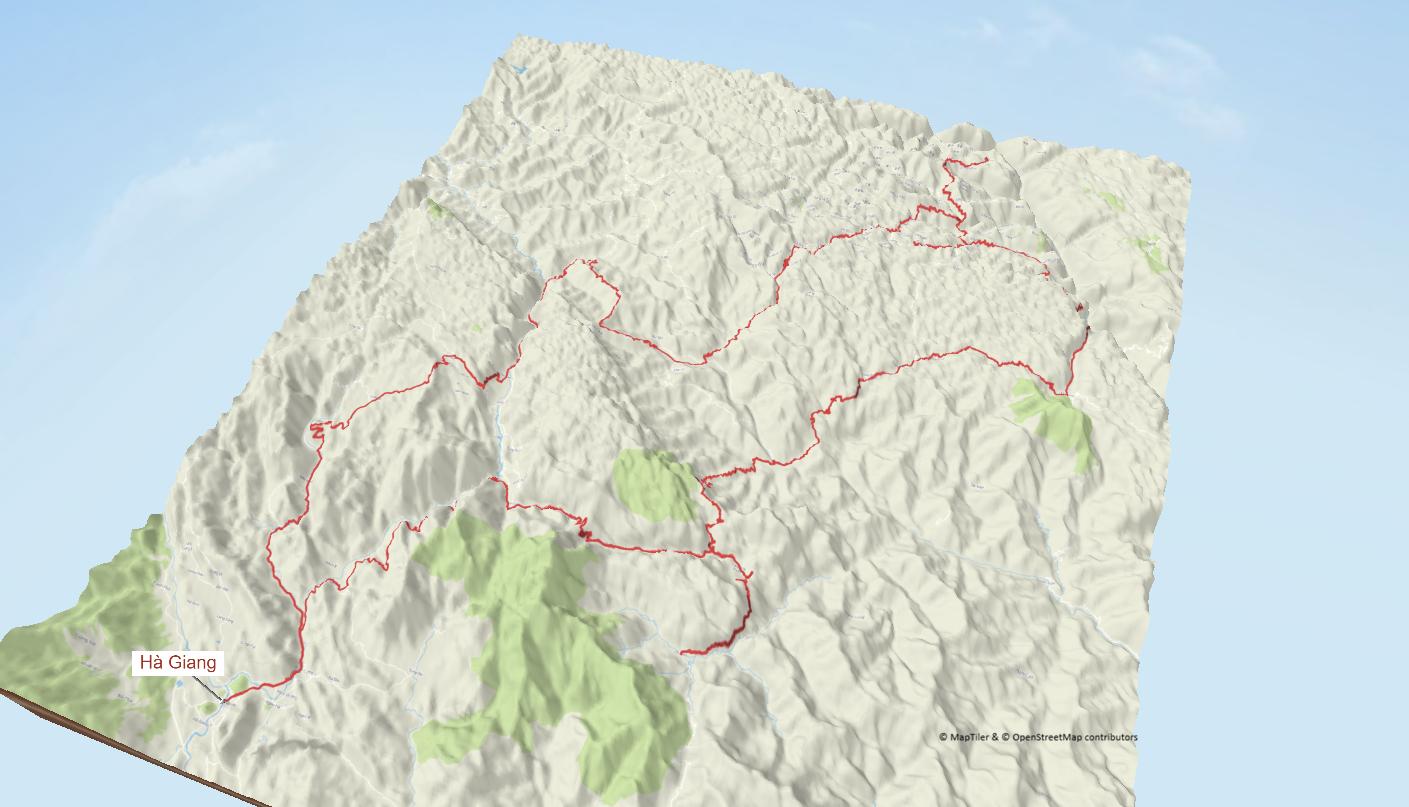 Rider’s view on a mountain road in Hà Giang