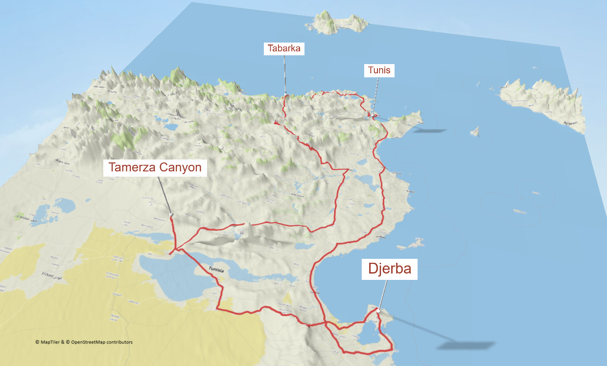 Tunisia 8 legs loop from Tunis
