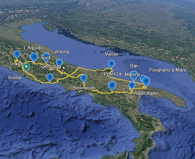 Italy Motorcycle Route from Rome: 9 Stage Grand Loop to Matera, Puglia & Gargano | Free GPX